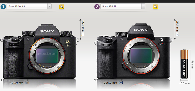 Sony-a9-vs-Sony-a7RII-size-comparison
